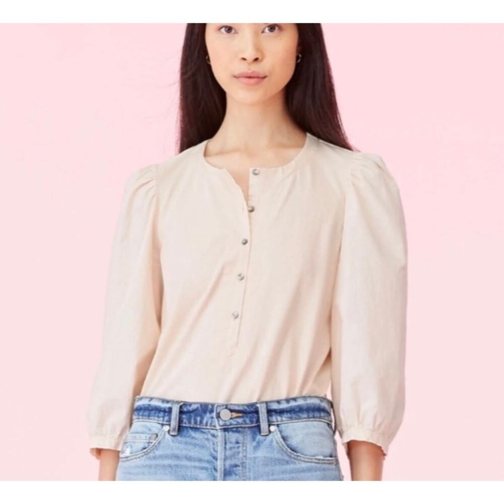 La Vie Rebecca Taylor Poplin Sleeve Jersey Tee Ballet Pink Size‎ Medium
